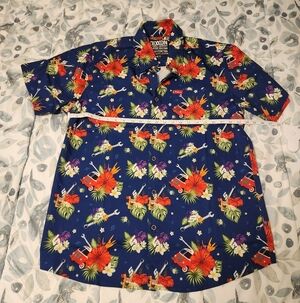 DIXXON Men's Vibrant Floral Button Down Shirt Snap-on Large